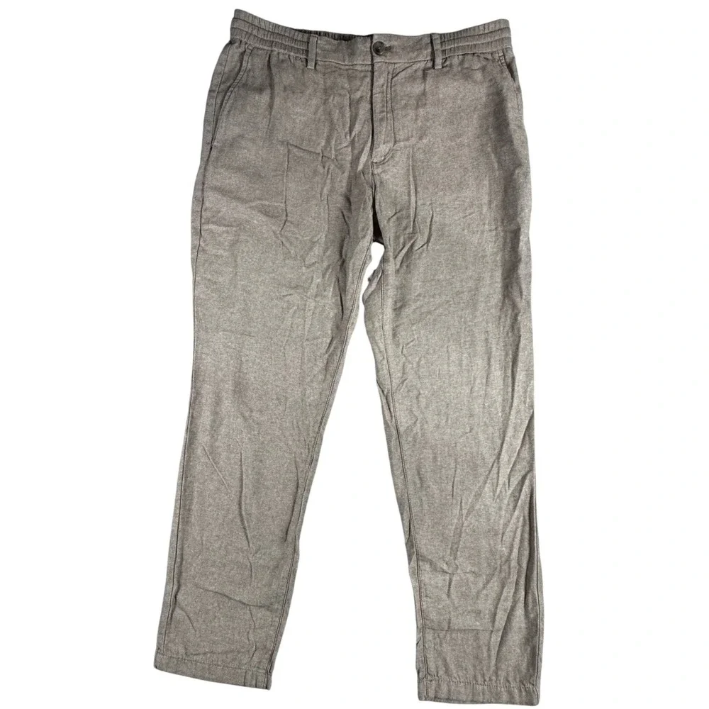 Banana Republic Athletic Pants Mens 34x32 Brown Linen Blend Elastic Waist Chinos